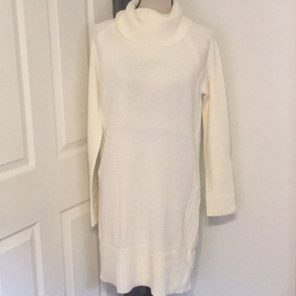 IVORY TURTLENECK SOFT SWEATER DRESS - Picture 2 of 8